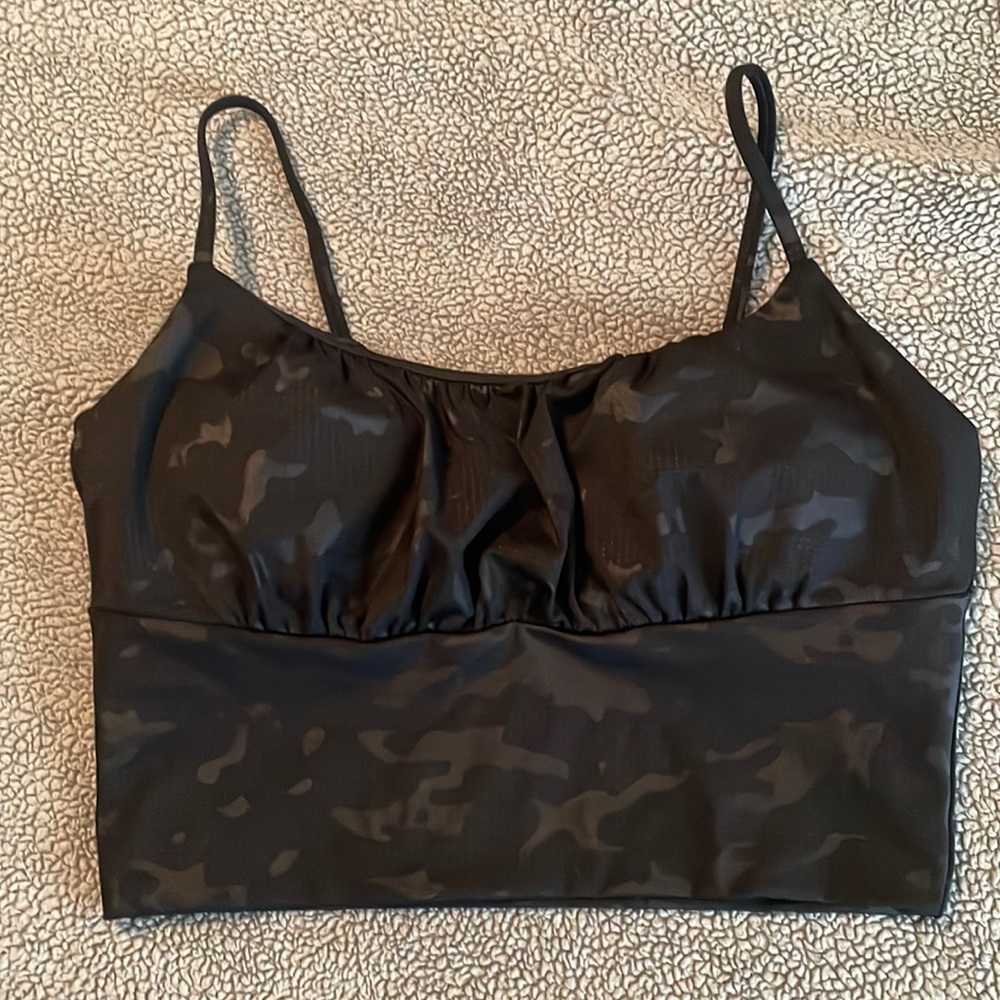 Zyia Black Battleship Camo Luxe Ruched Bra